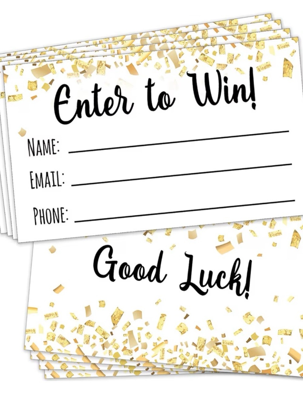 5/$25 Gold Confetti 'Enter to Win' Raffle Entry Cards Set of 200